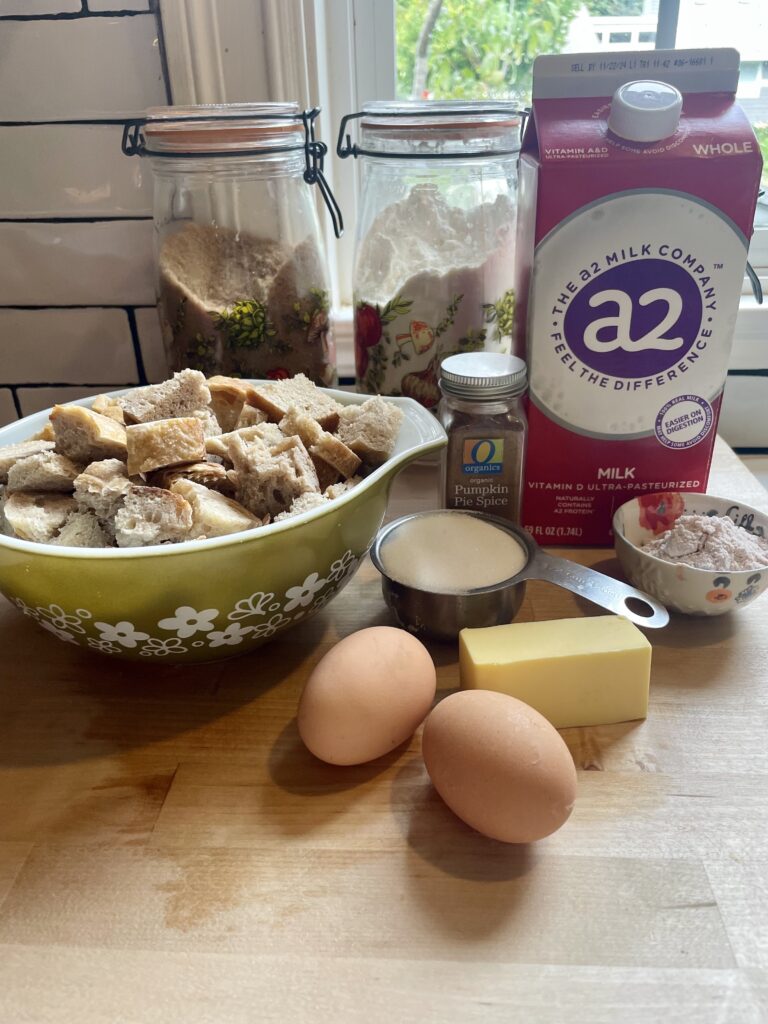 ingredients used to make sourdough bread pudding