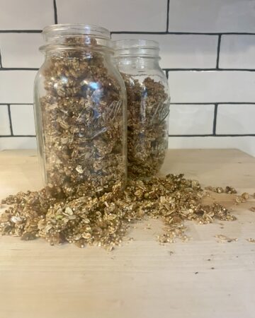 Final Product of Homemade Granola stored in mason jars