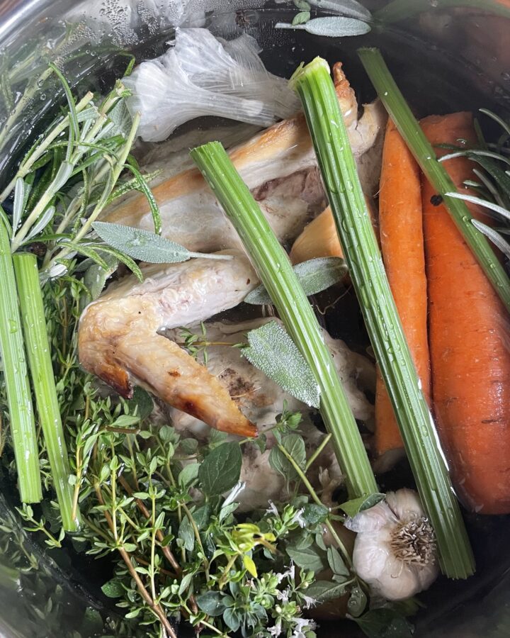 Instant Pot Bone Broth ingredients combined & ready to cook!