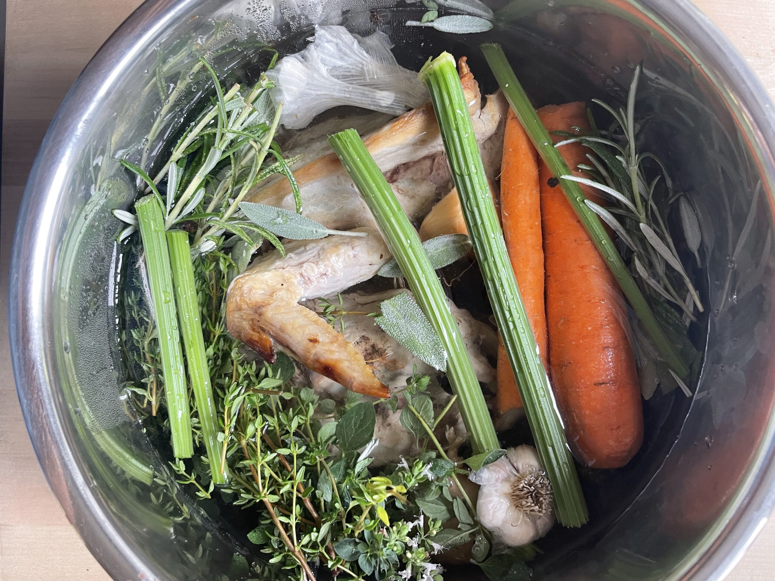 Instant Pot Bone Broth ingredients combined & ready to cook!